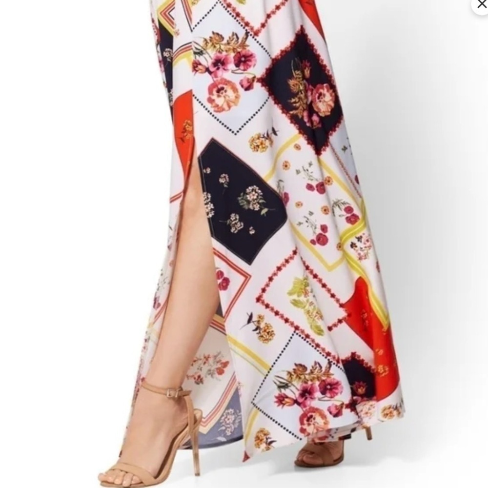 New York & Company Stretch Floral Patchwork Maxi Skirt, Size XL NEW